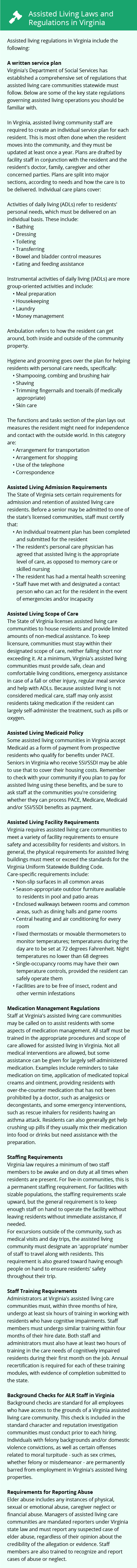 Laws and Regulations in Virginia