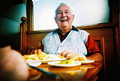 enjoying fish & chips