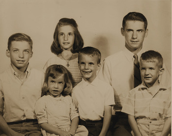Where's Joey? Sadly Thrifted: Found Photo Portrait of 6 Siblings