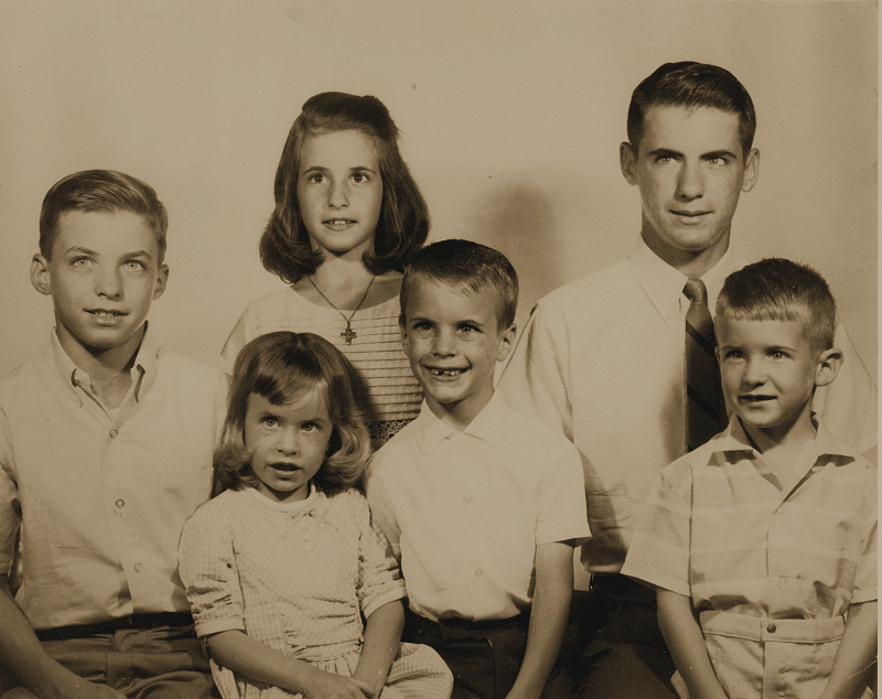Where's Joey? Sadly Thrifted: Found Photo Portrait of 6 Siblings