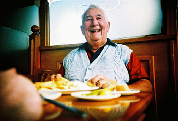 enjoying fish & chips