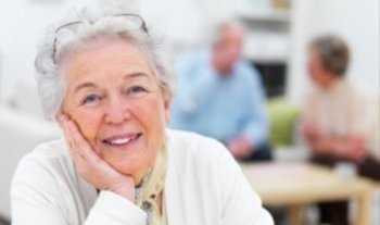 Closeup portrait of a smiling elderly woman