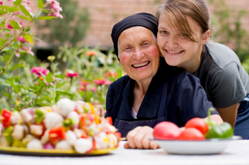 Visiting an elderly woman
