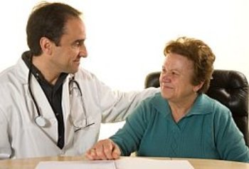 Senior patient at doctor's consultation