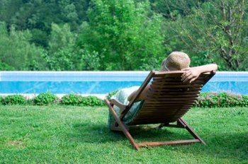 Woman relaxing outside - flipped horizontally