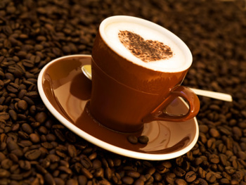 cappuccino decorated with heart shape