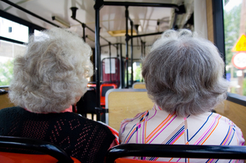 women on a bus